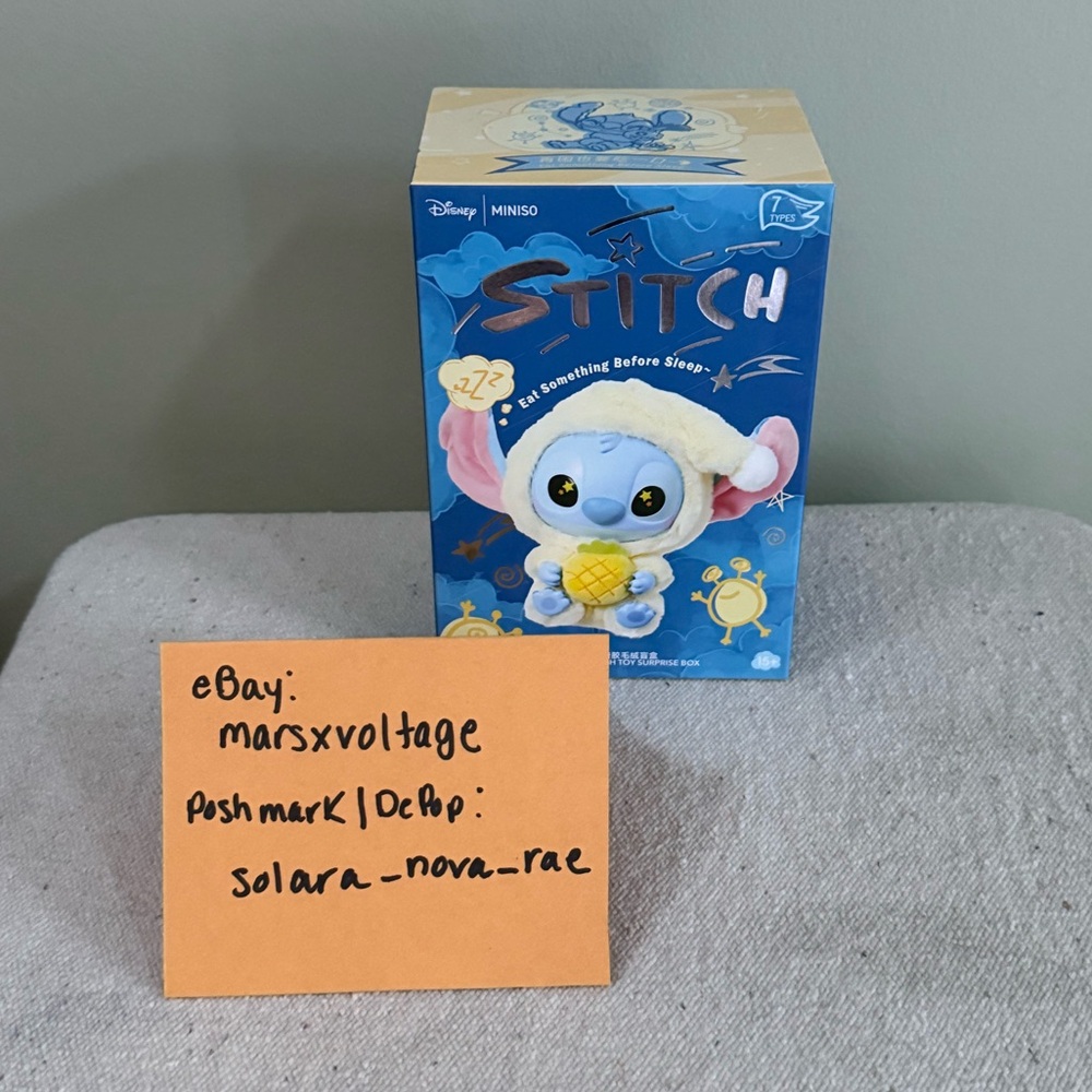 Disney Miniso Stitch Eat Before Sleep Blind Box Vinyl Plush Toy Collectible NEW